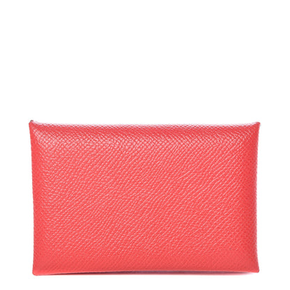 Hermes Epsom Calvi Card Case Rouge Casaque 1 of 11