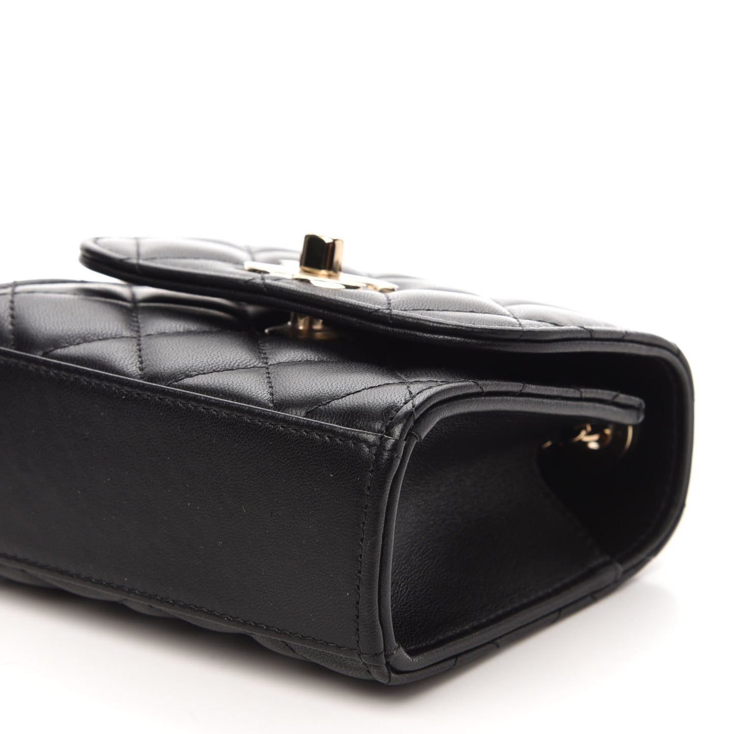 Lambskin Quilted Mini Trendy CC Chain Wallet Black