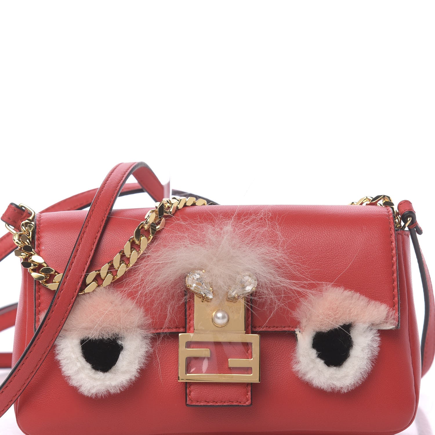 Fendi Nappa Rabbit Fox Fur Micro Buggie Baguette Fiamma Rosa 11 of 12