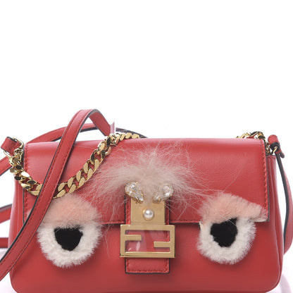 Fendi Nappa Rabbit Fox Fur Micro Buggie Baguette Fiamma Rosa 11 of 12