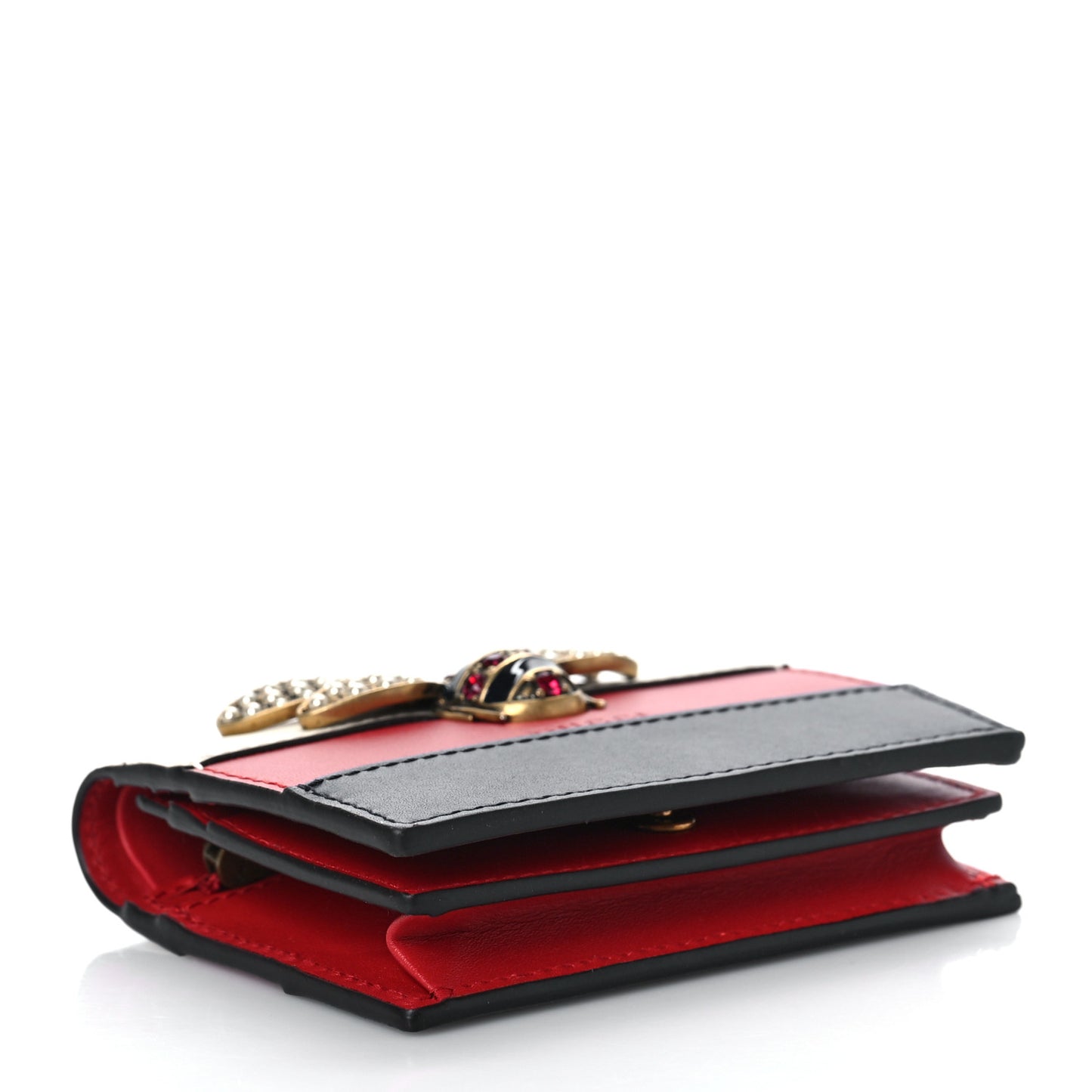 Calfskin Queen Margaret Card Case Wallet Blue Agata Hibiscus Red Mystic White