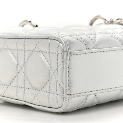 Christian Dior Metallic Lambskin Cannage Medium Lady D-Joy Silver 9 of 11