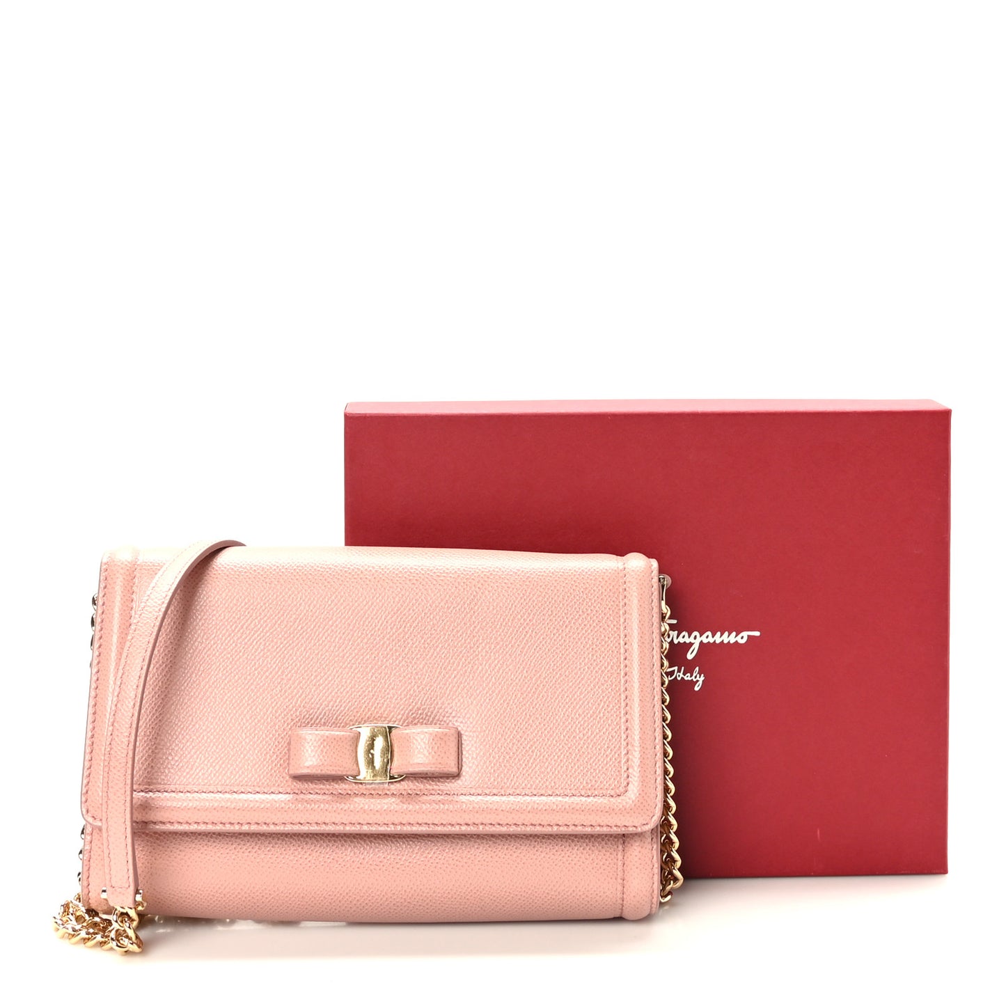 Hammered Calfskin Vara Bow Minibag Antique Rose