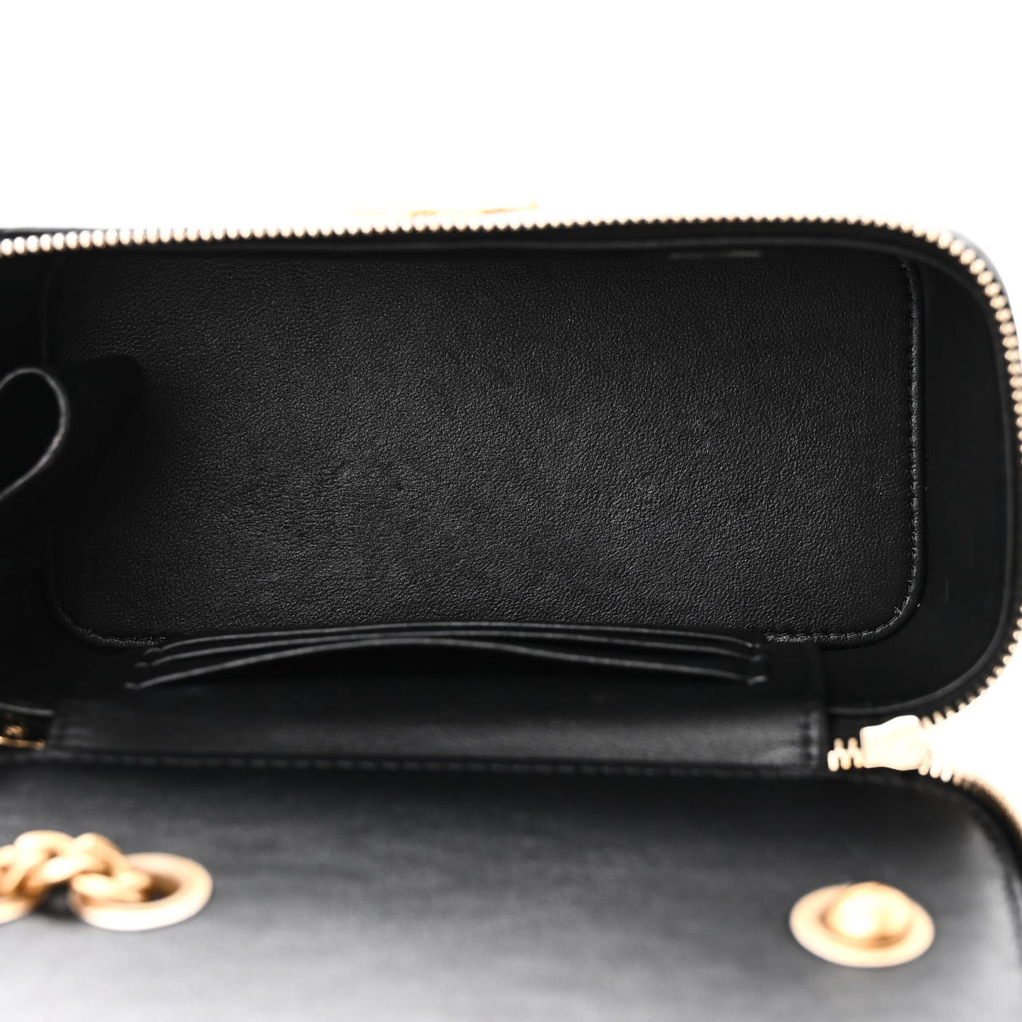 Lambskin Quilted Small Pillow Crush Vanity Case With Chain Black