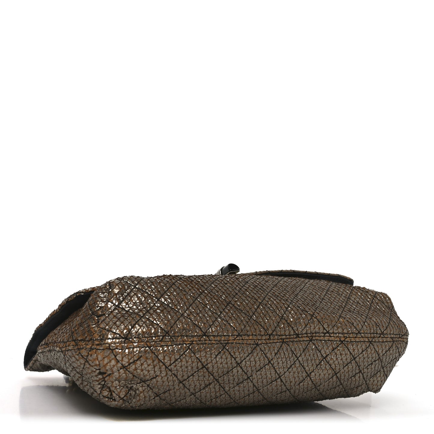 Crackled Metallic Lame Quilted Happy Partage Bag Gold