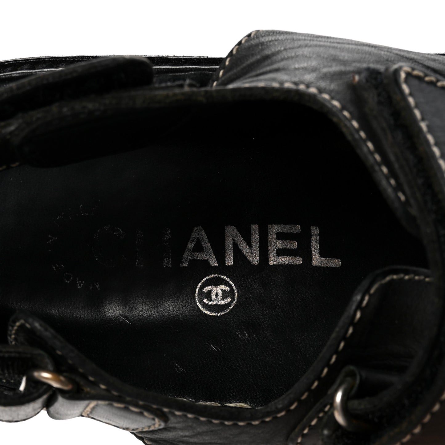 Calfskin Velcro Dad Sandals 35 Black