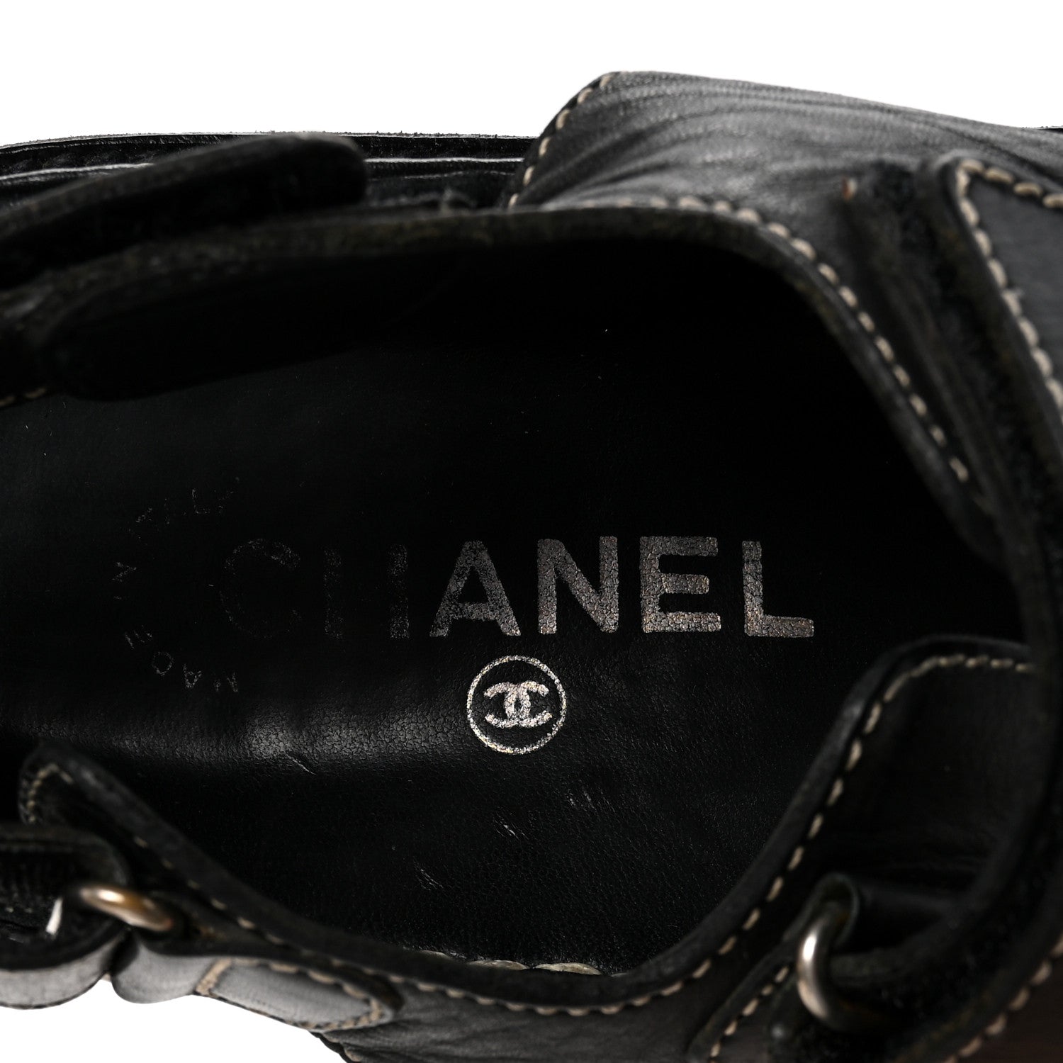 Chanel Calfskin Velcro Dad Sandals 35 Black 7 of 7