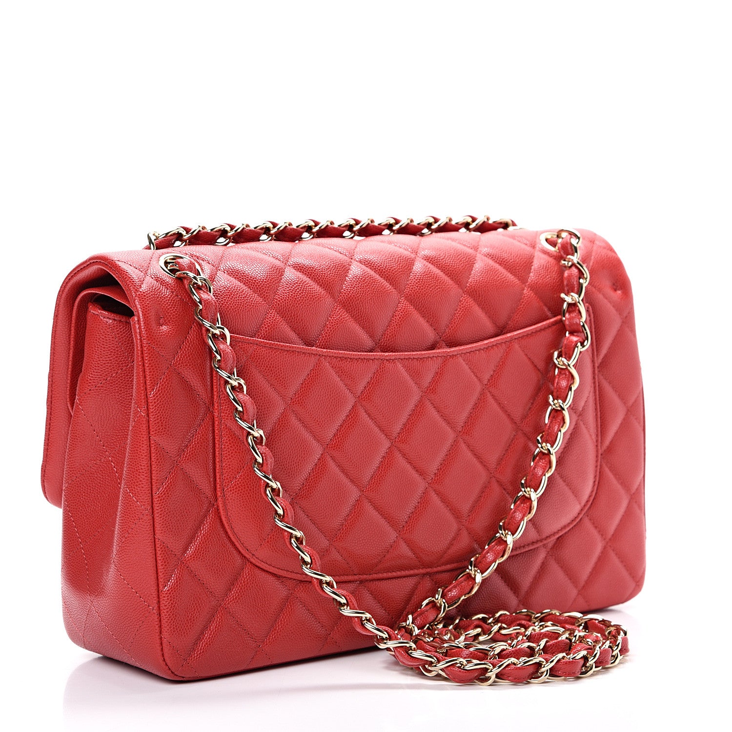 Chanel Caviar Quilted Jumbo Double Flap Red 2 of 11