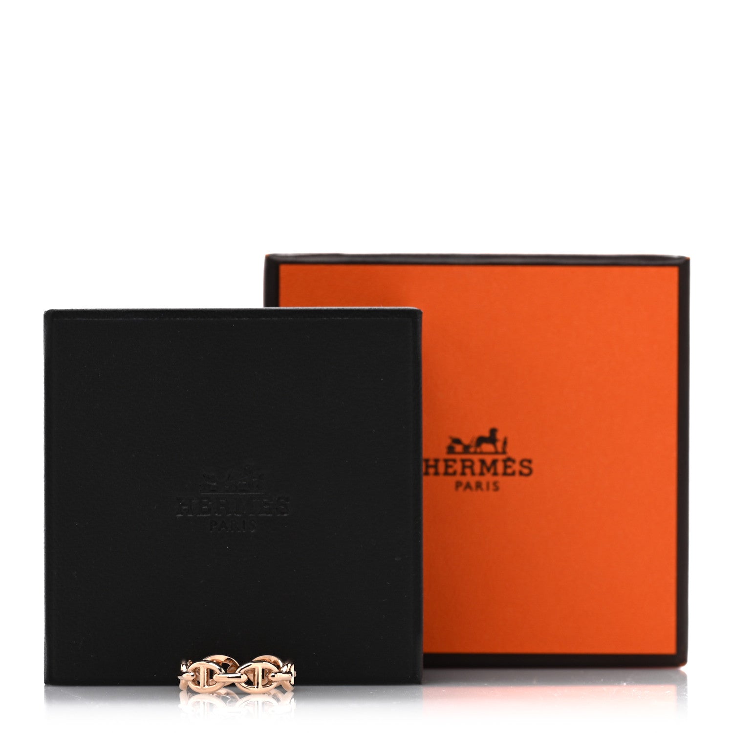 Hermes 18K Rose Gold PM Chaine d'Ancre Enchainee Ring 53 6.5 5 of 5
