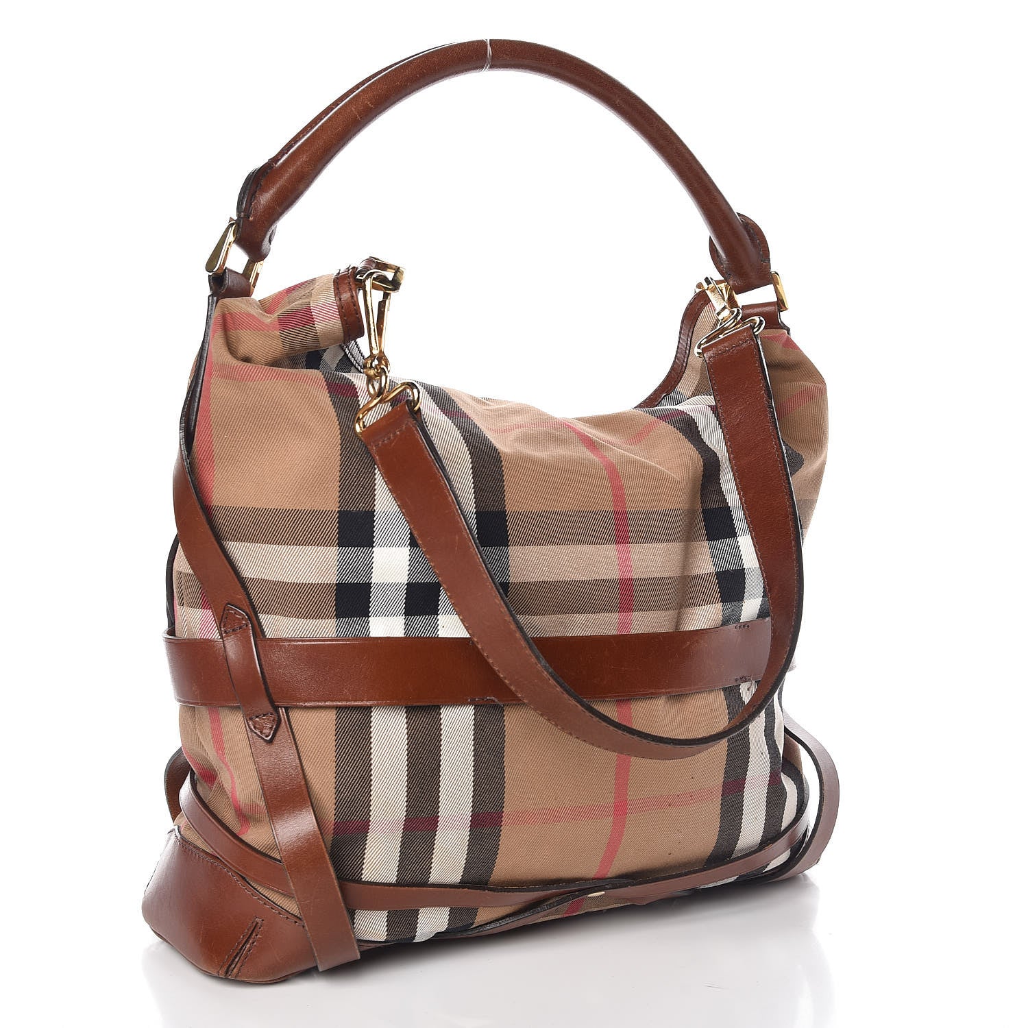 Burberry House Check Bridle Calfskin Medium Gosford Hobo Dark Tan 3 of 12