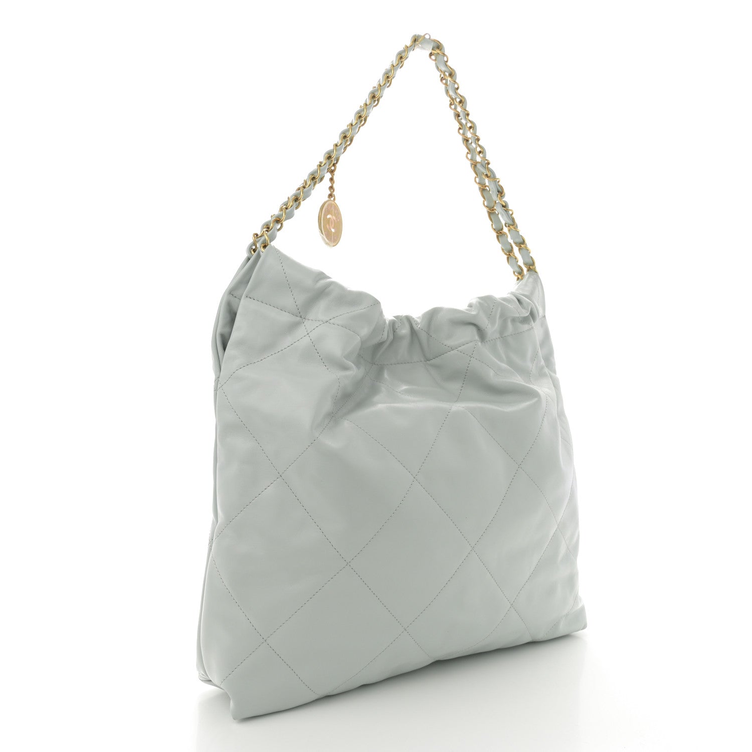 Chanel Shiny Calfskin Quilted Chanel 22 Light Blue 4 of 11