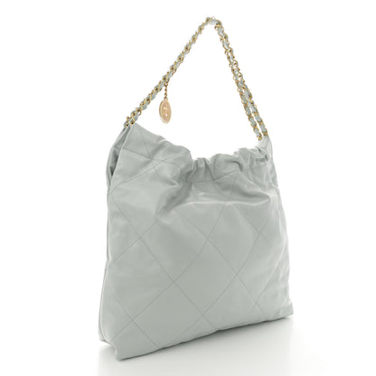 Chanel Shiny Calfskin Quilted Chanel 22 Light Blue 4 of 11