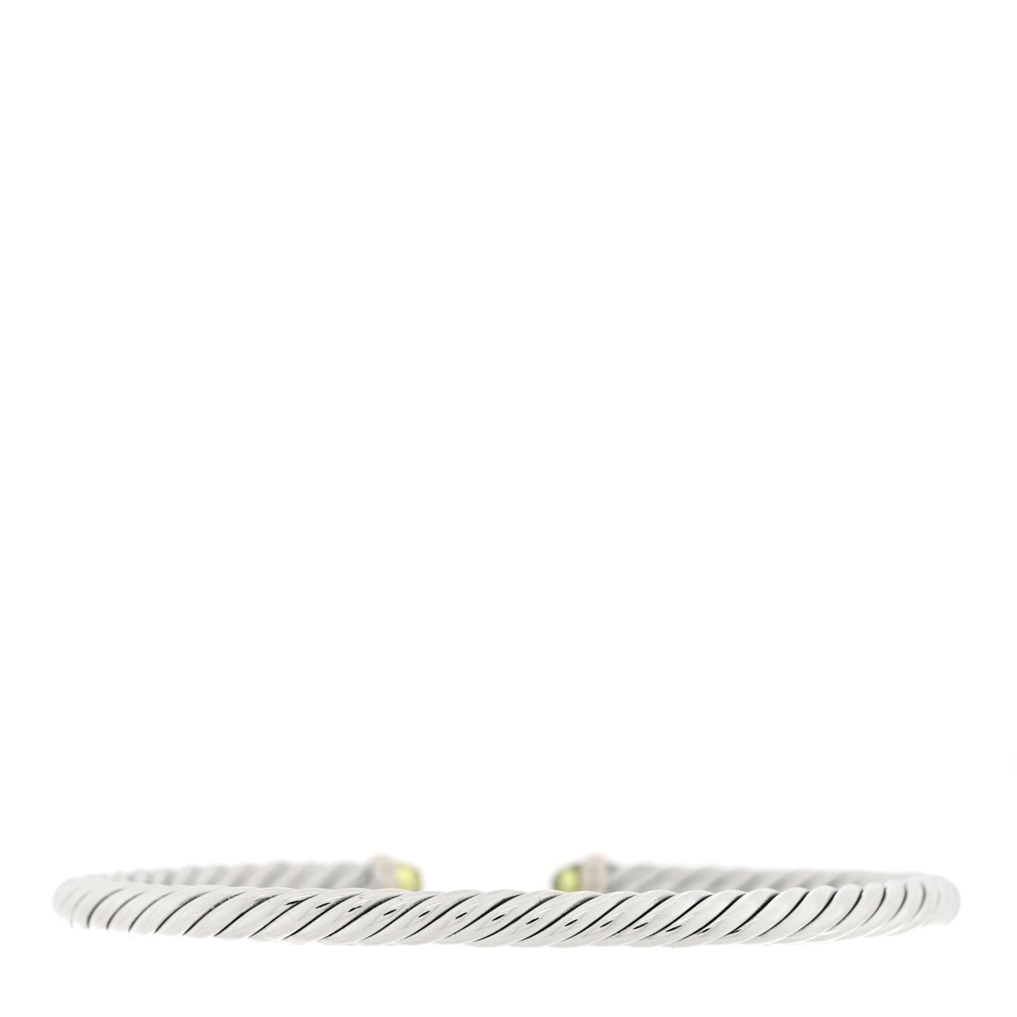 Sterling Silver 14K Yellow Gold Peridot 4mm Cable Flex Bracelet