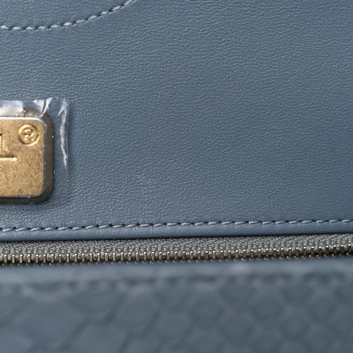 Chanel Python Jumbo Double Flap Light Blue 11 of 16