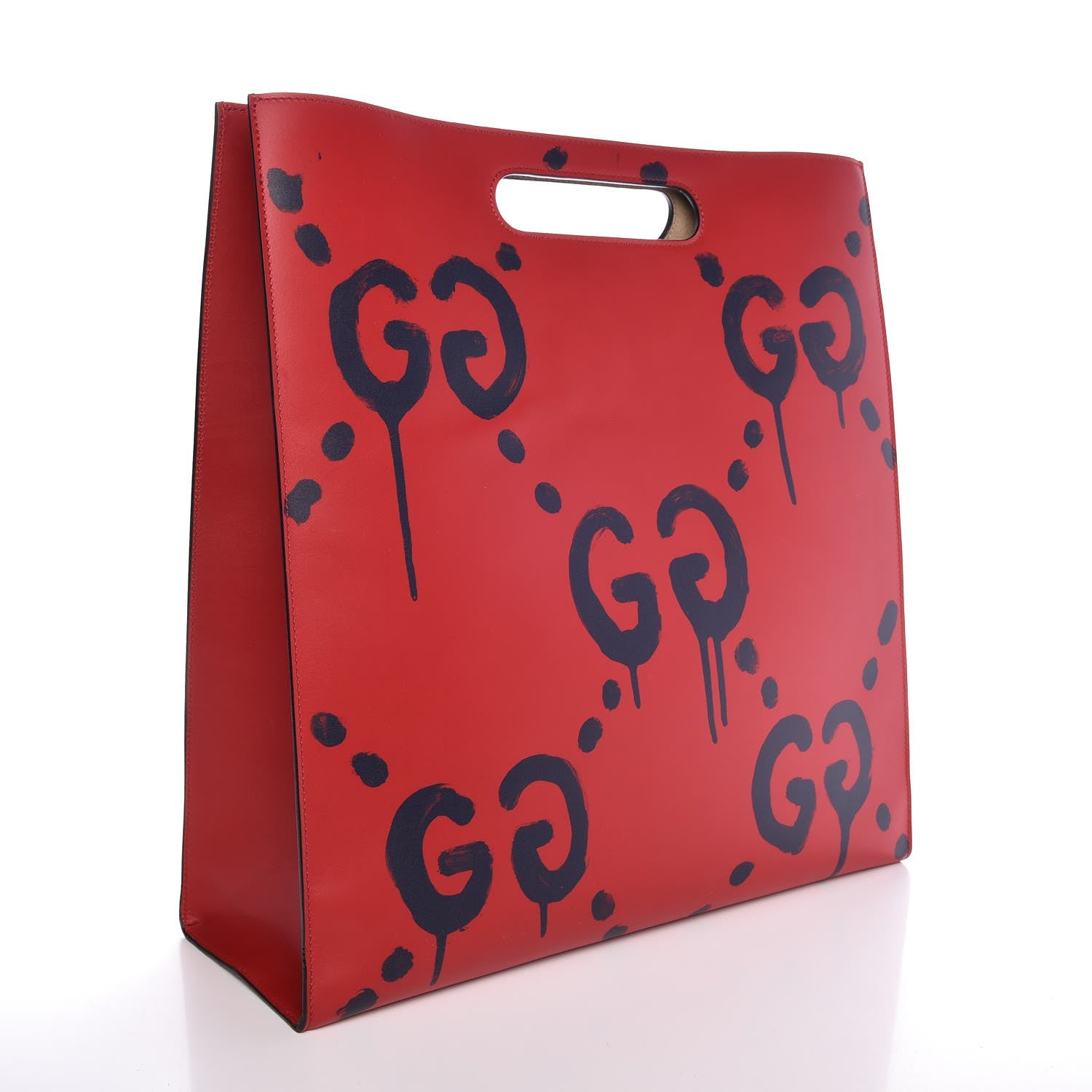 Gucci Calfskin GucciGhost Real Large XL Tote Hibiscus Red 3 of 7