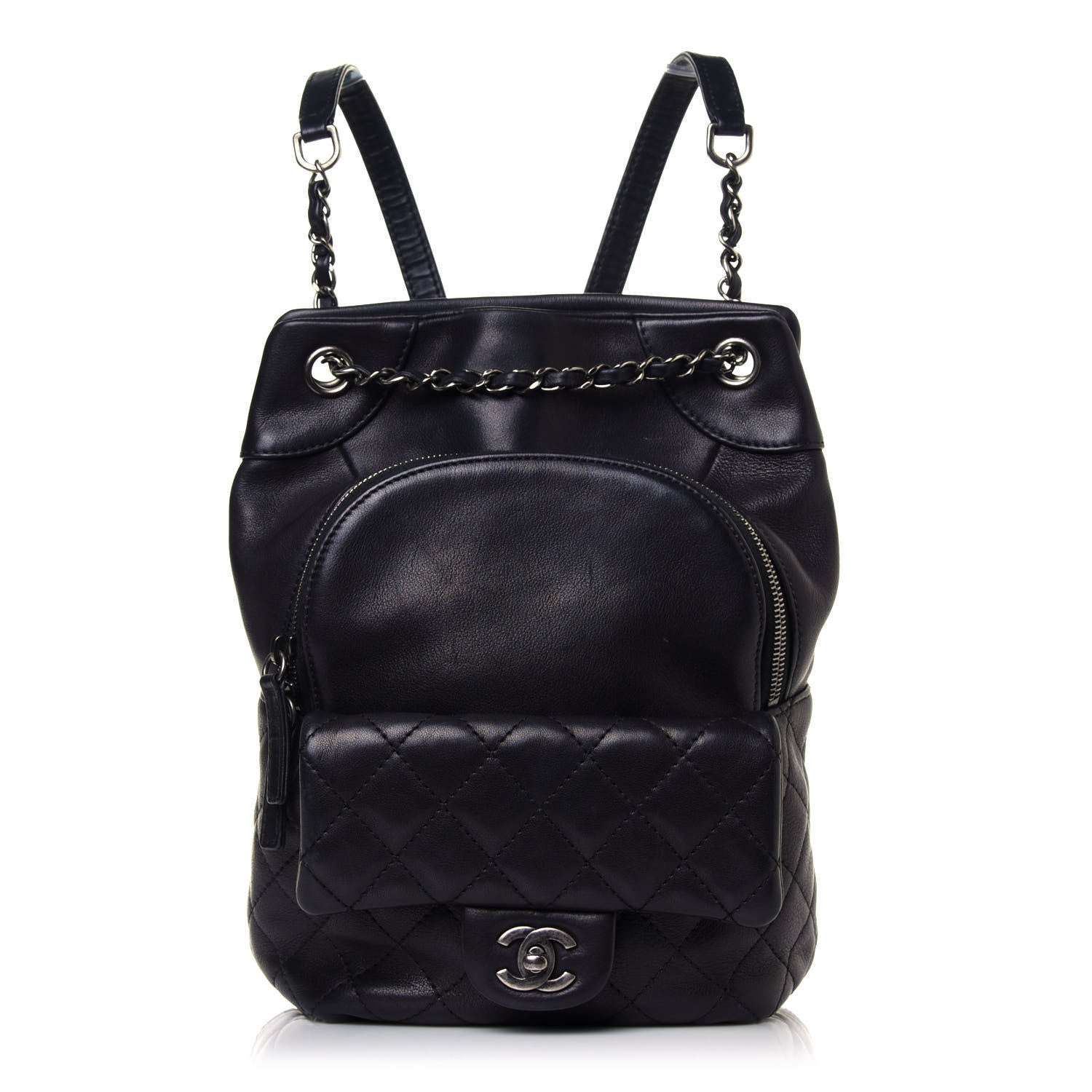 Chanel Lambskin Quilted Drawstring Backpack Black 1 of 14