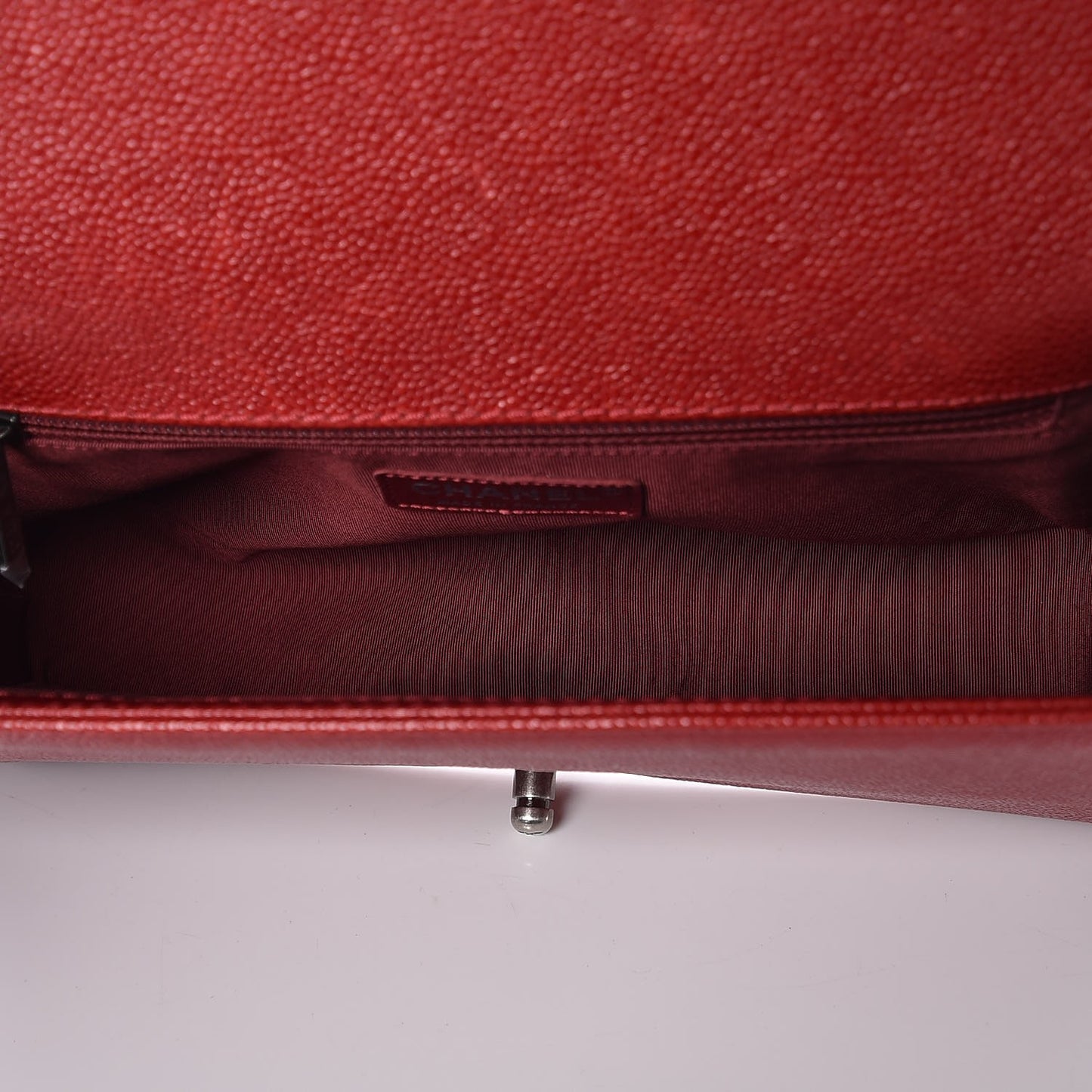 Caviar Quilted New Medium Boy Flap Dark Red