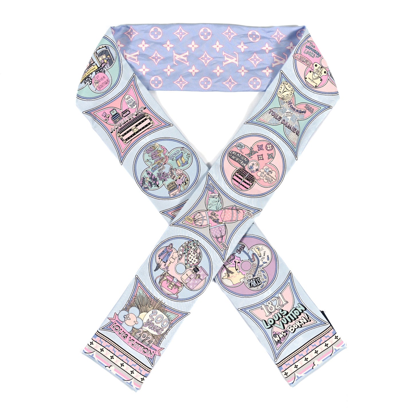 Silk Monogram Louis In A Comic Bandeau Bleu