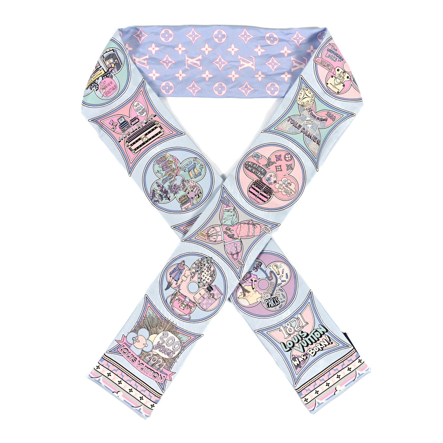 Louis Vuitton Silk Monogram Louis In A Comic Bandeau Bleu 1 of 3