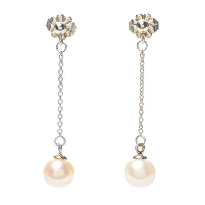 Tiffany Sterling Silver Pearl Ziegfeld Drop Earrings 1 of 5