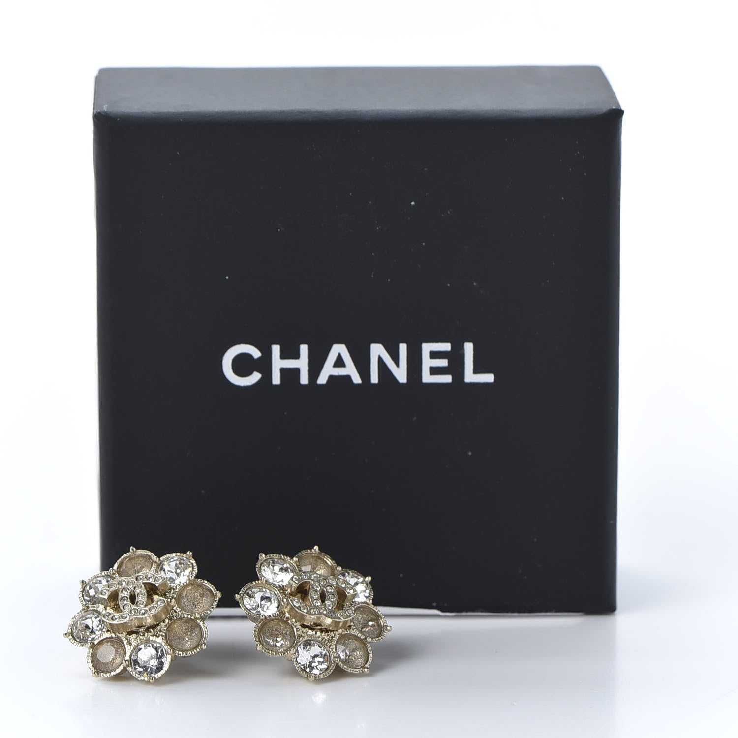 Chanel Crystal CC Earrings Gold 5 of 5