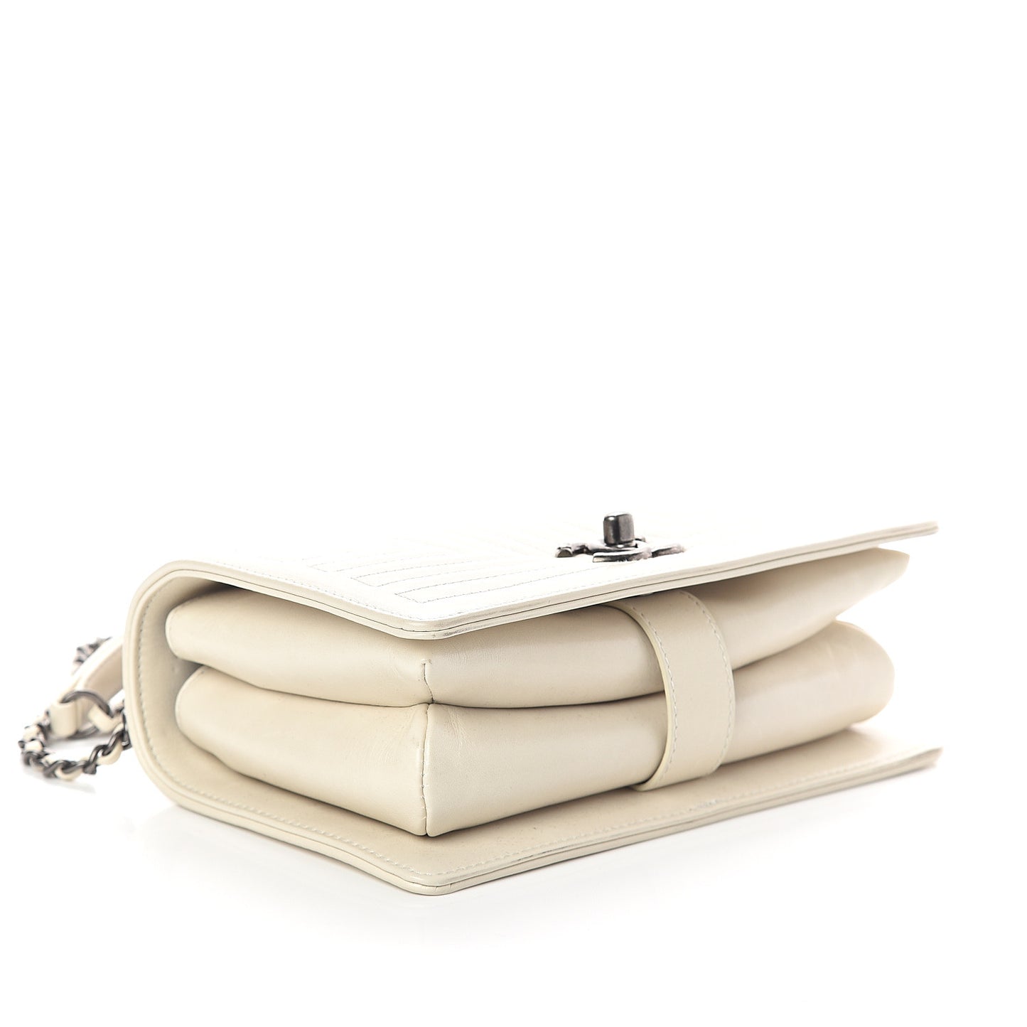 Calfskin Quilted Small Korean Garden Flap Off White