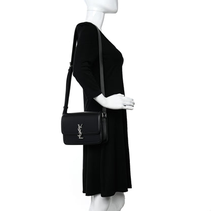 Saint Laurent Box Calfskin Monogram Medium Solferino Satchel Black 2 of 12