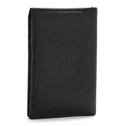 Prada Saffiano Triangle Card Holder Black 3 of 10