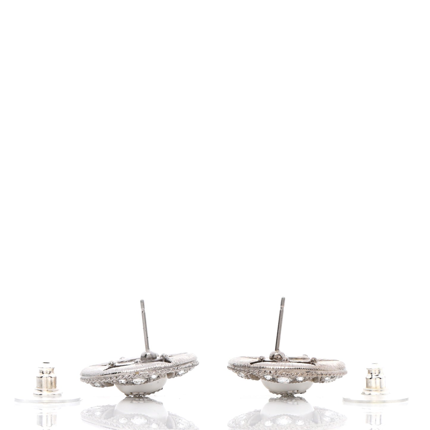 Pearl Crystal Star CC Round Earrings Gold