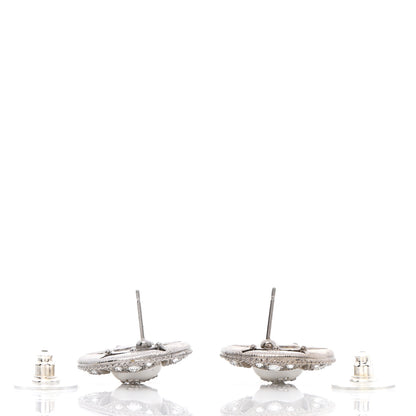 Chanel Pearl Crystal Star CC Round Earrings Gold 3 of 5