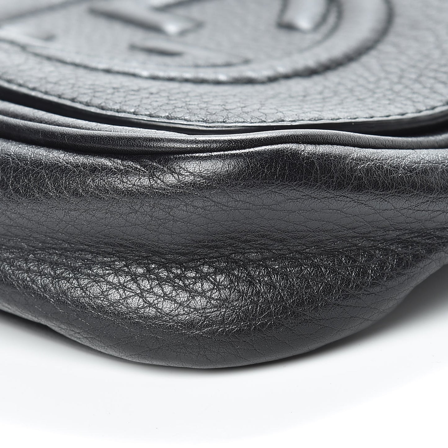 Pebbled Calfskin Small Soho Flap Crossbody Black