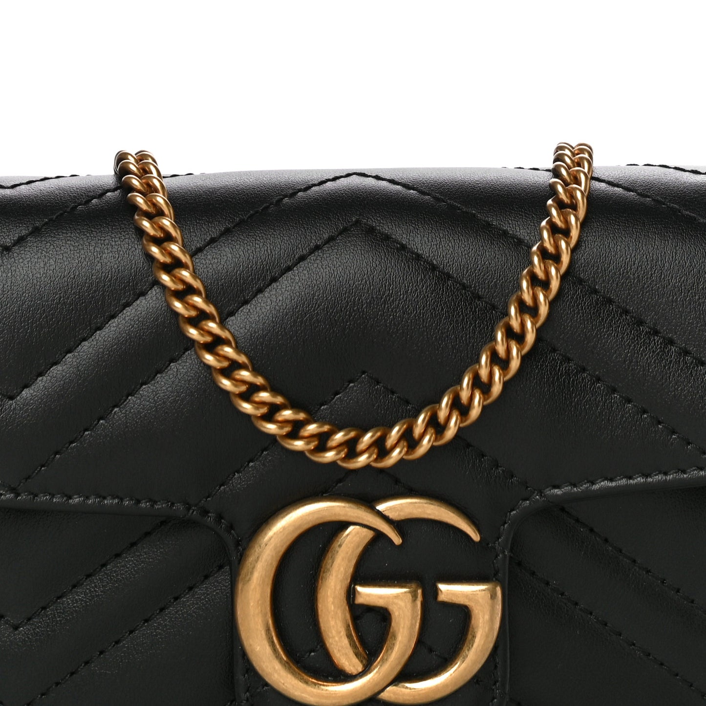 Calfskin Matelasse Super Mini GG Marmont Shoulder Bag Black
