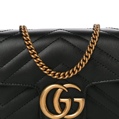 Gucci Calfskin Matelasse Super Mini GG Marmont Shoulder Bag Black 8 of 14