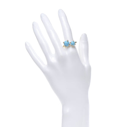 David Yurman 18K Yellow Gold Diamond Turquoise Chatelaine Bypass Ring 55 7.25 2 of 5
