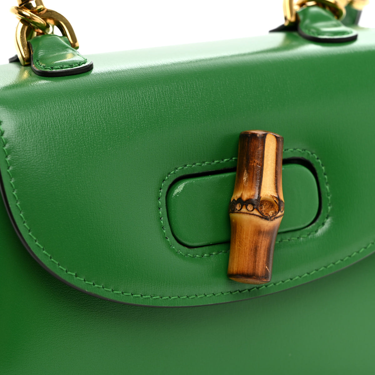 Gucci Boarded Dyana Lux Calfskin Web Mini Bamboo 1947 Top Handle Bag Spring Green 11 of 11