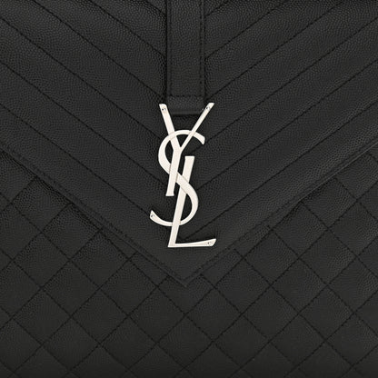 Saint Laurent Grain De Poudre Textured Mixed Matelasse Large Triquilt Monogram Satchel Black 9 of 11