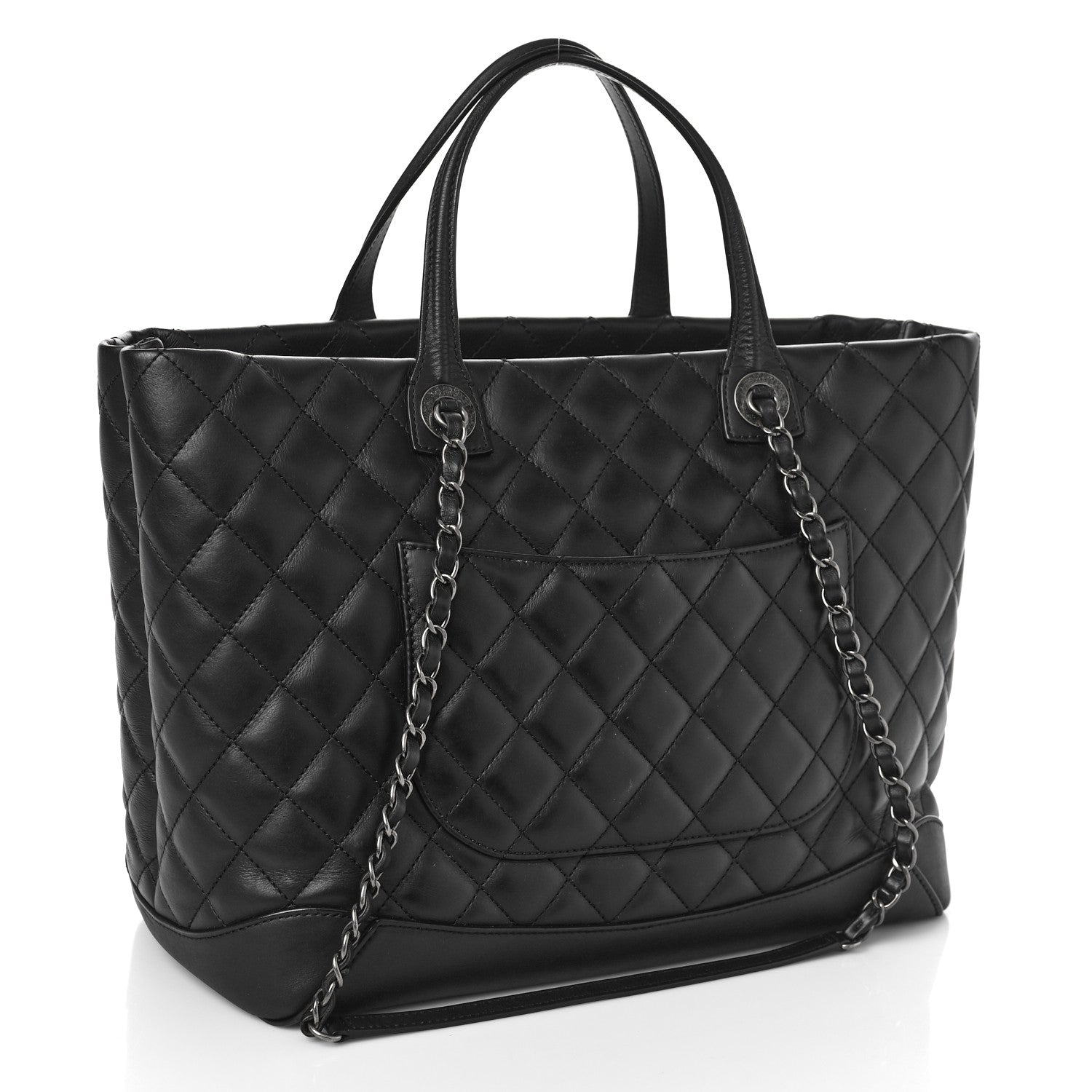 Chanel Calfskin Quilted Large Easy Shopping Tote Black 2 of 8