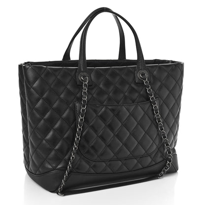 Chanel Calfskin Quilted Large Easy Shopping Tote Black 2 of 8