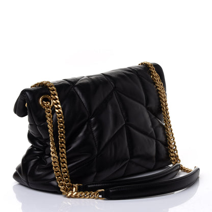 Saint Laurent Lambskin Quilted Small Loulou Puffer Monogram Chain Satchel Black 2 of 4