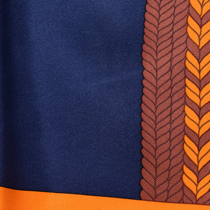 Hermes Silk Selle De Dignitaire Scarf 90 Marine Orange Marr 2 of 5