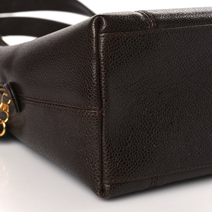 Chanel Caviar Logo Shopping Tote Dark Brown 8 of 9
