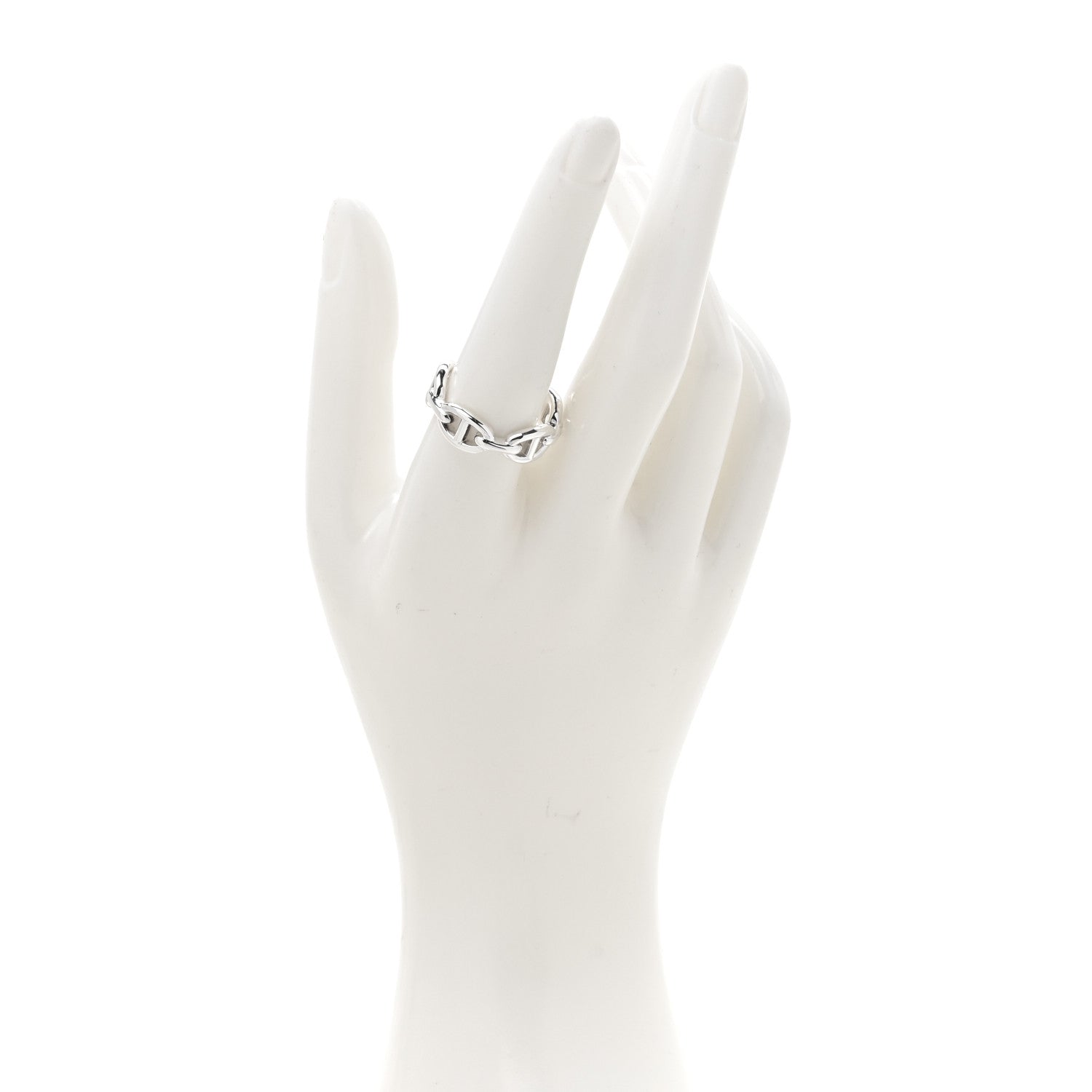 Hermes Sterling Silver PM Chaine d'Ancre Enchainee Band Ring 59 8.75 2 of 9
