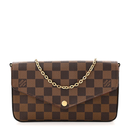 Louis Vuitton Damier Ebene Pochette Felicie Chain Wallet 3 of 11