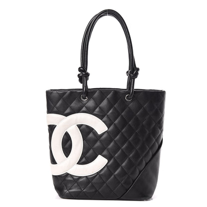 Chanel Calfskin Quilted Medium Cambon Tote Black White 1 of 15