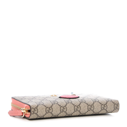 Gucci GG Supreme Monogram Embroidered Face Zip Around Wallet Pink 4 of 8