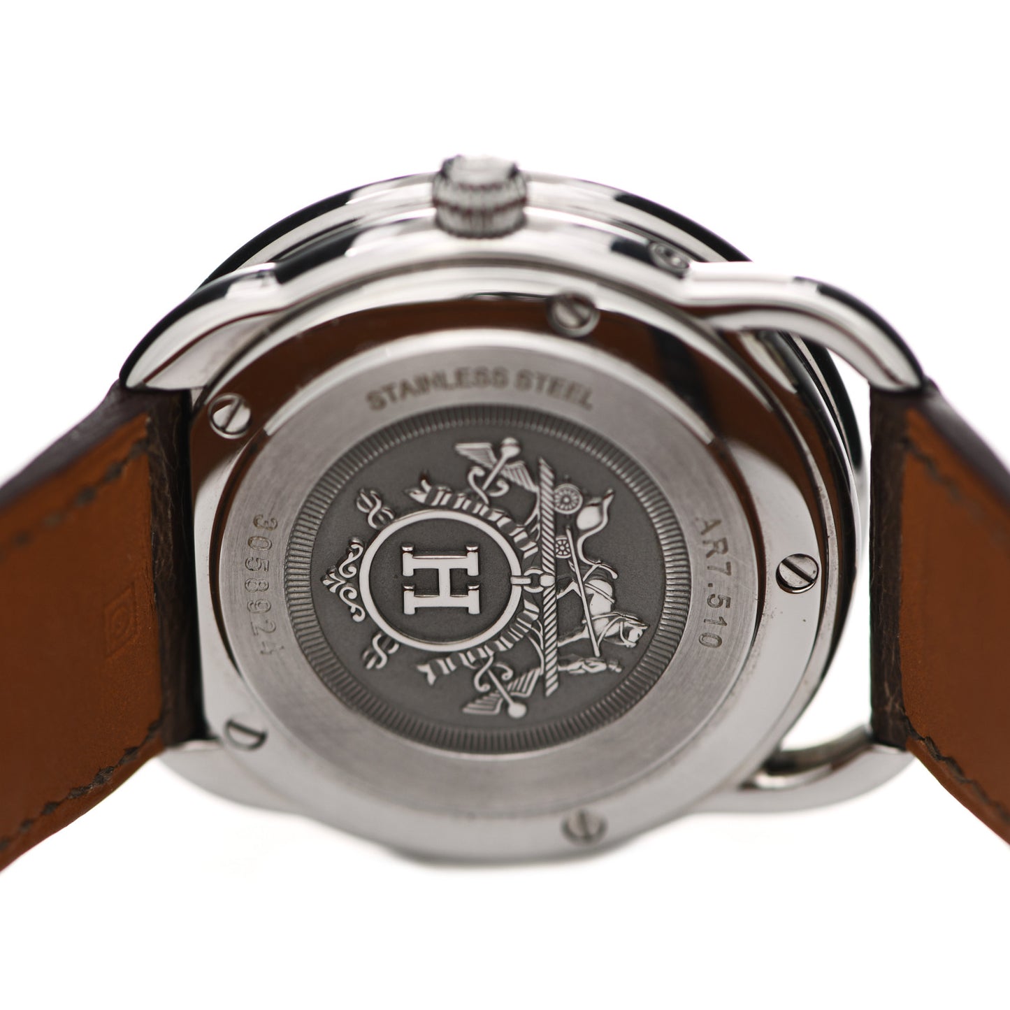 Stainless Steel Alligator Mother of Pearl 38mm Arceau Petite Lune Automatic Watch Havane