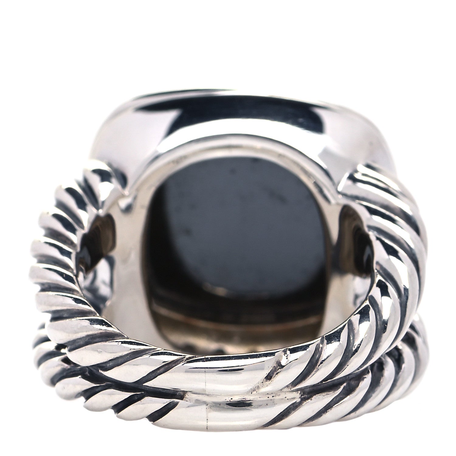 David Yurman Sterling Silver Diamond Hematite 11mm Albion Ring 52 6 3 of 5