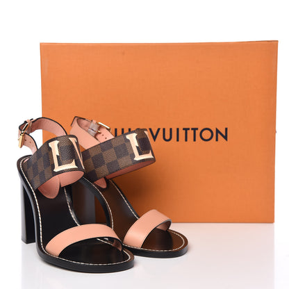 Louis Vuitton Calfskin Damier Ebene Passenger Heeled Sandals 38 9 of 9