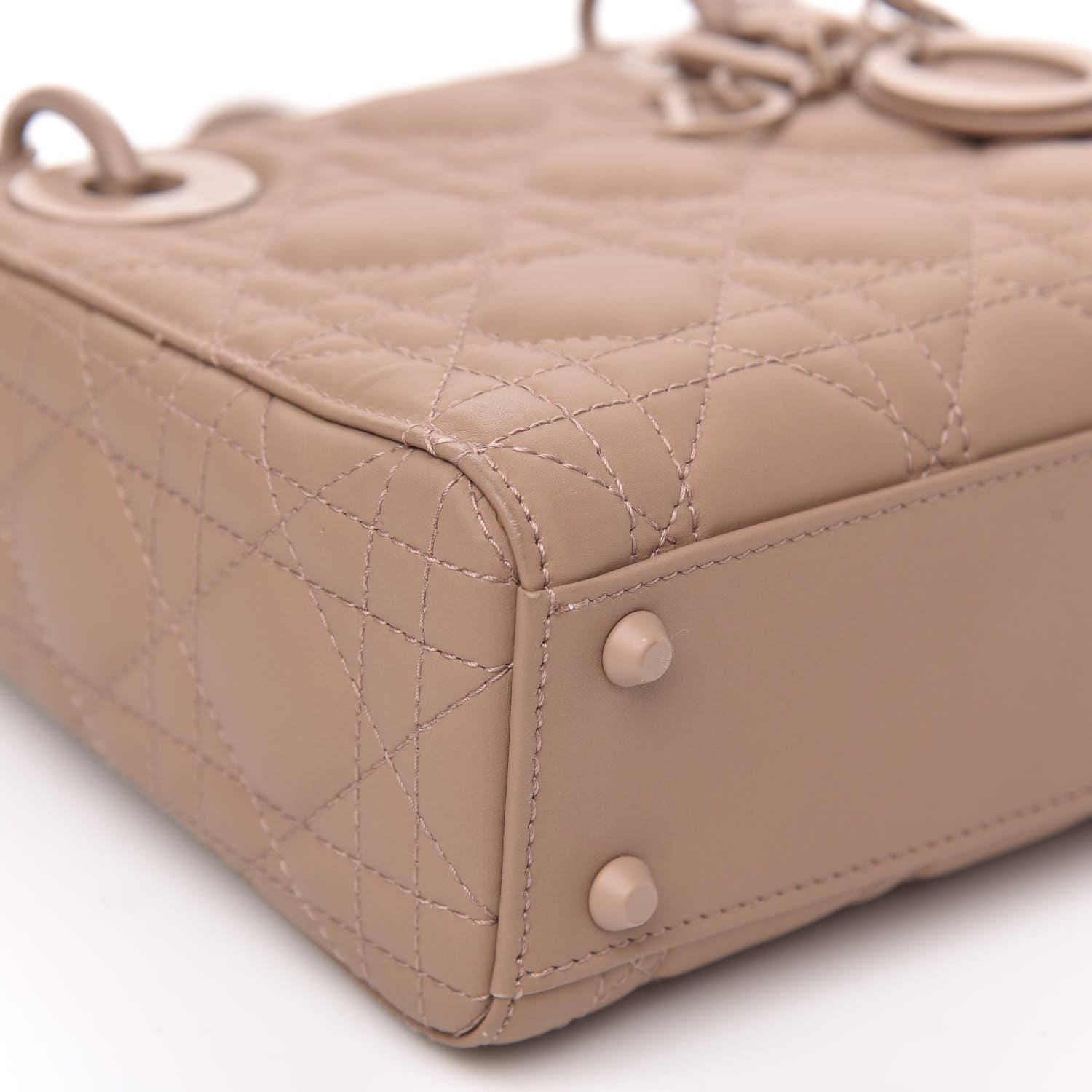 Christian Dior Ultra Matte Calfskin Cannage Mini Lady Dior Light Beige 9 of 10