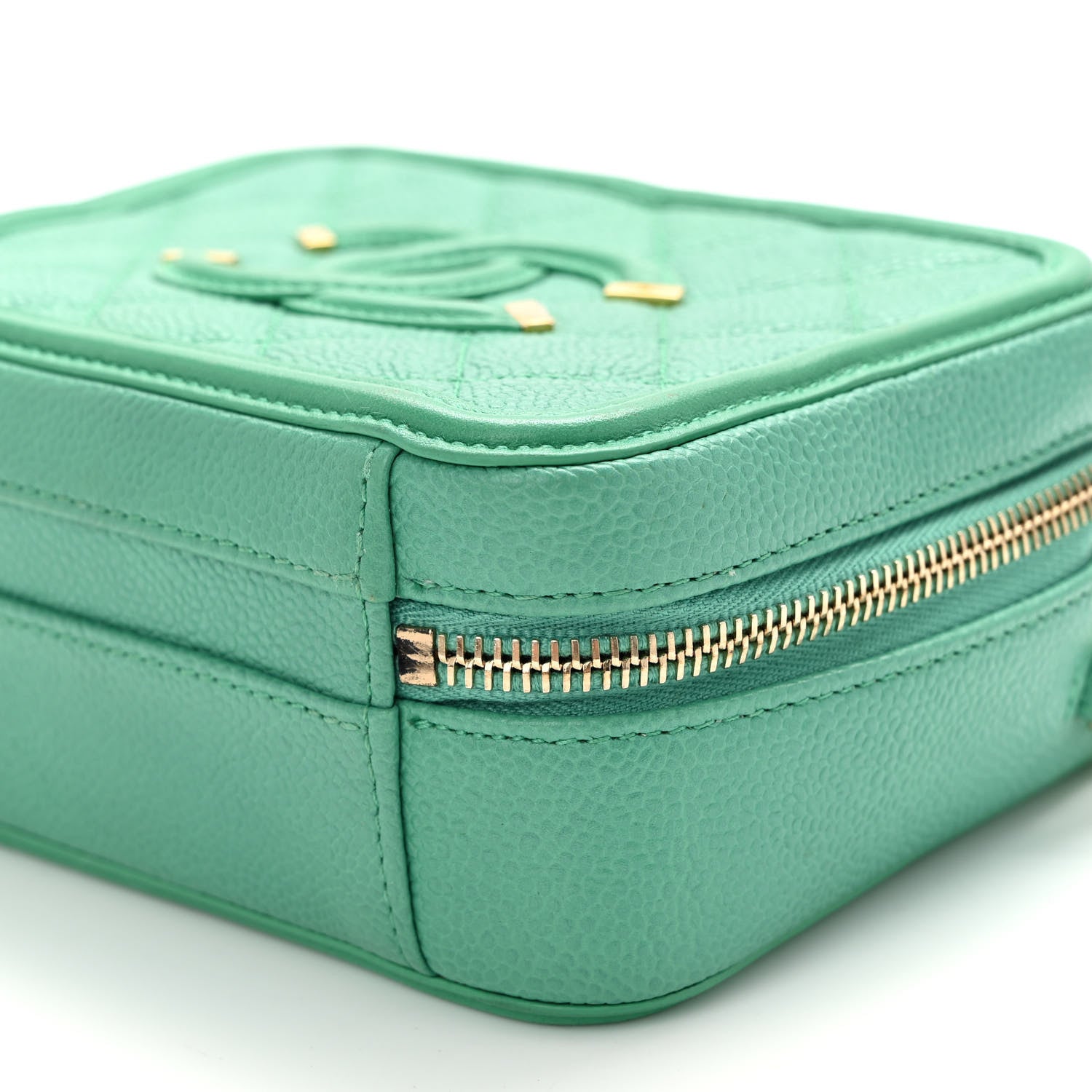 Chanel Caviar Quilted Small CC Filigree Vanity Case Green 10 of 12